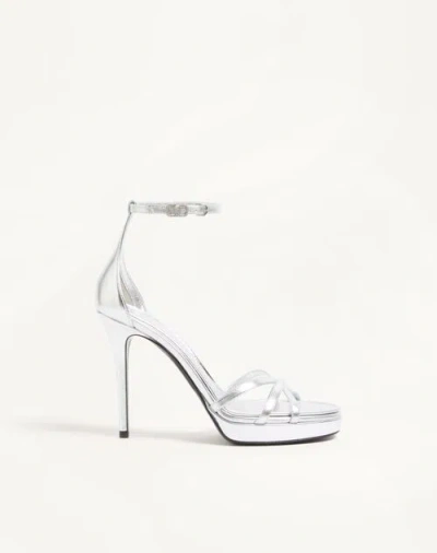 Valentino Garavani Eveninglam Platform Sandal In Laminated Nappa 120mm Woman Silver 39.5 In Silver