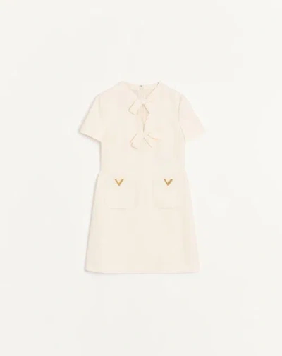 Valentino Crepe Couture Short Dress Woman Ivory 48 In Pink
