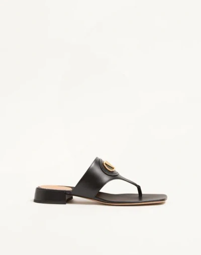 Valentino Garavani Vlogo Signature Thong Sandal In Calfskin 20mm Woman Black 41 In Black