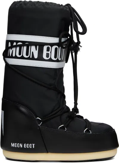 Moon Boot Black Icon Nylon Boots In Black