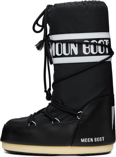 Moon Boot Black Icon Nylon Boots In Black