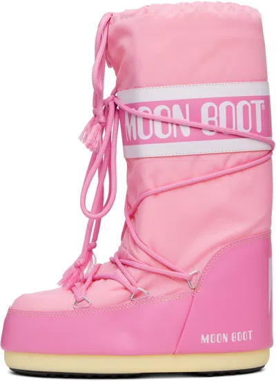 Moon Boot Pink Icon Nylon Boots In Pink