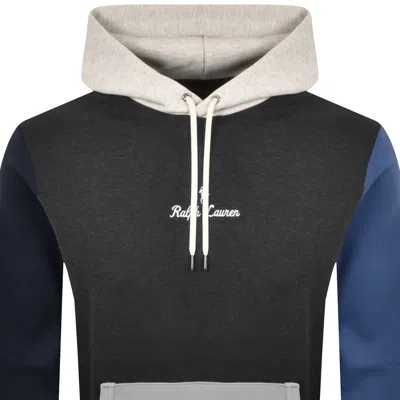 Ralph Lauren Logo Double-knit Hoodie In Gray