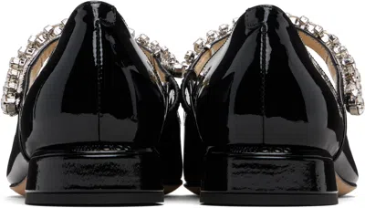 Jimmy Choo Women Black Ballet Flats With Crystals On Strap In Patent Leather Woman