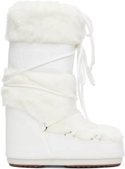 Moon Boot White Icon Faux-fur Boots In White