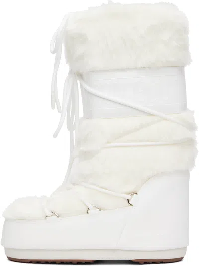 Moon Boot White Icon Faux-fur Boots In White