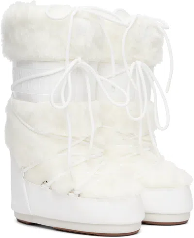 Moon Boot White Icon Faux-fur Boots In White