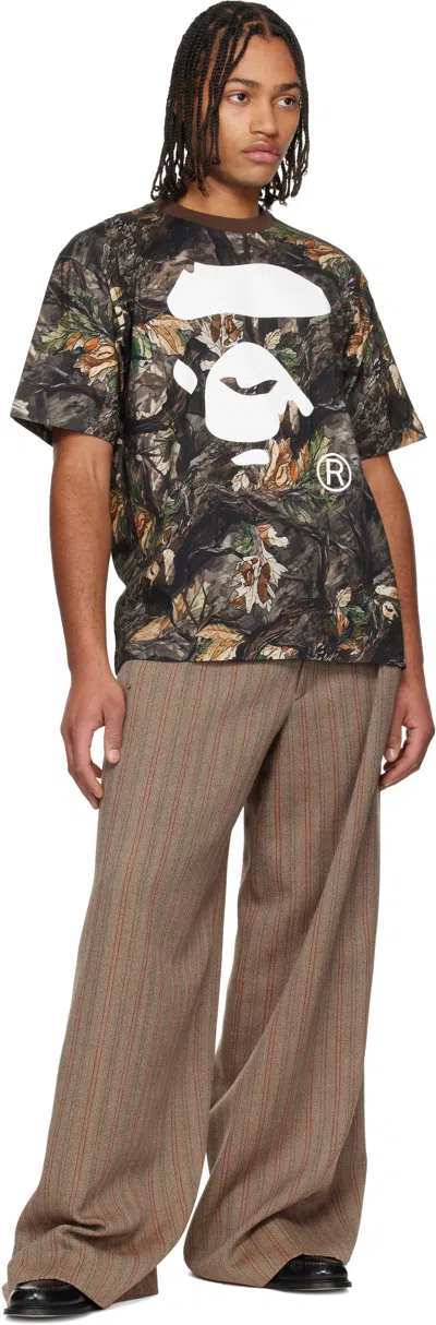 Bape Khaki Tree Edge Camo Ape Face Relaxed T-shirt In Multi