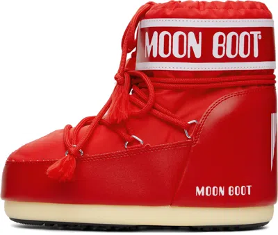 Moon Boot Red Icon Low Nylon Boots In Red