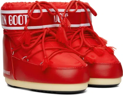 Moon Boot Red Icon Low Nylon Boots In Red