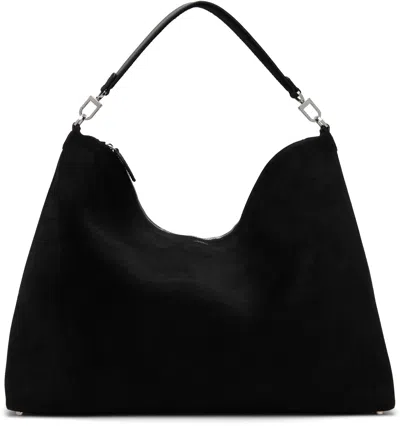 Totême Black Bevel Suede Tote In Black