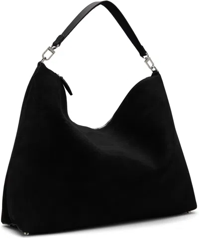 Totême Black Bevel Suede Tote In Black