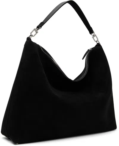 Totême Black Bevel Suede Tote In Black