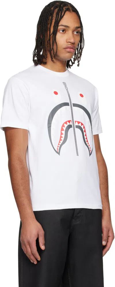 Bape White Shark T-shirt In Multi