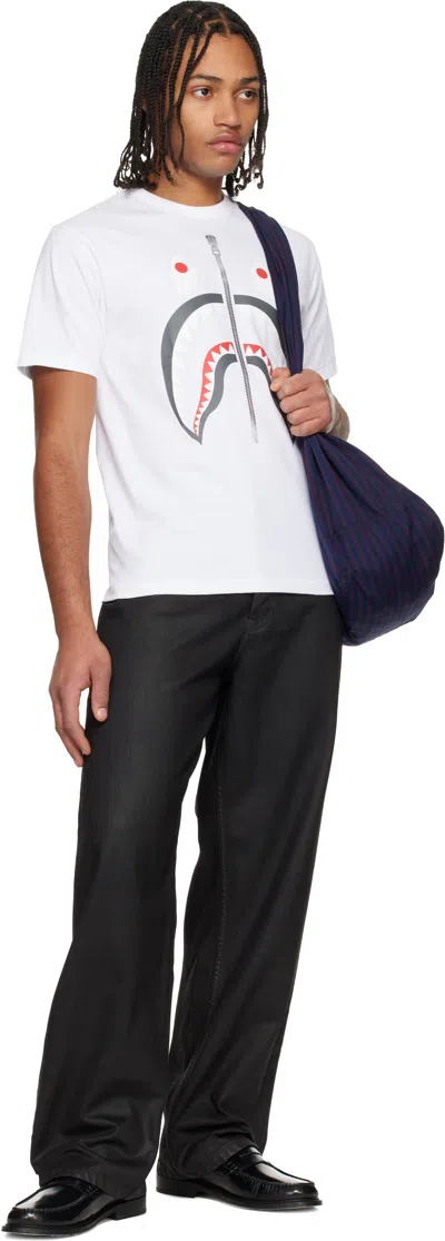 Bape White Shark T-shirt In Multi