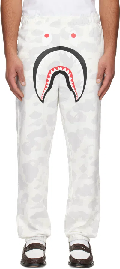 Bape White City Camo Shark Relaxed Fit Sweatpants In Gray