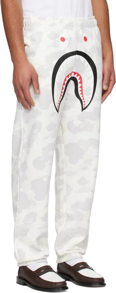 Bape White City Camo Shark Relaxed Fit Sweatpants In Gray