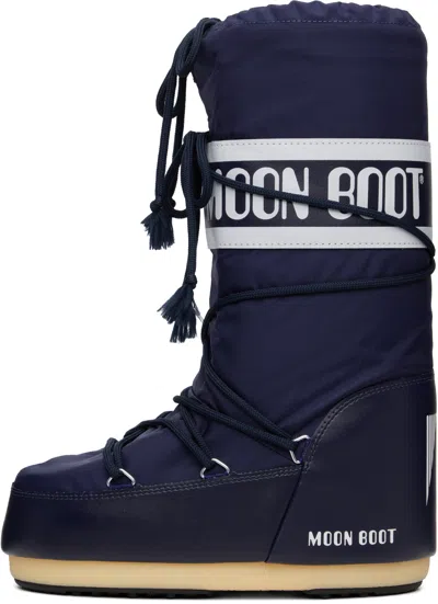 Moon Boot Navy Icon Nylon Boots In Blue