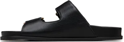 Jimmy Choo Double Strap Embellished Buttons Sandals In Black