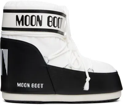 Moon Boot White & Black Icon Low Nylon Boots In Multi