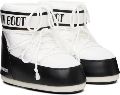 Moon Boot White & Black Icon Low Nylon Boots In Multi
