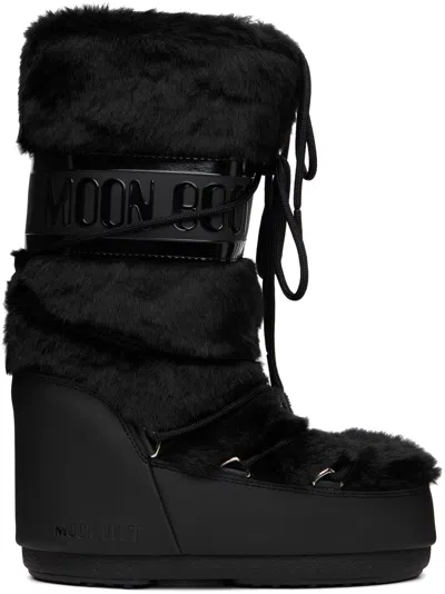 Moon Boot Icon Faux Fur And Faux Leather Snow Boots In Black