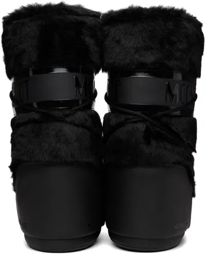 Moon Boot Icon Faux Fur And Faux Leather Snow Boots In Black
