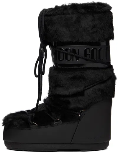 Moon Boot Icon Faux Fur And Faux Leather Snow Boots In Black