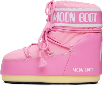 Moon Boot Pink Icon Low Nylon Boots In Pattern