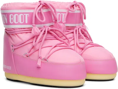 Moon Boot Pink Icon Low Nylon Boots In Pattern