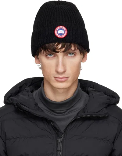 Canada Goose Black Rib Beanie In Black