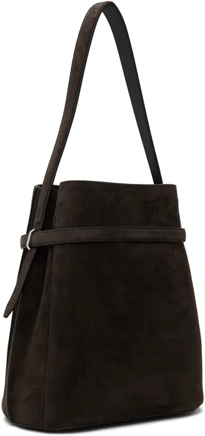 Totême Brown Belted Suede Bucket Bag In Brown