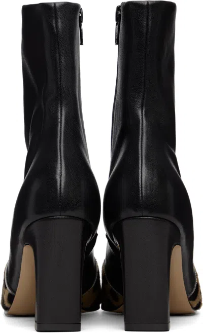 Khaite 85mm Nevada Hyena-print Square Toe Boots In Black