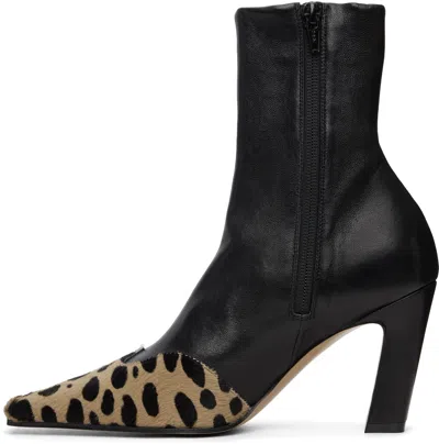 Khaite 85mm Nevada Hyena-print Square Toe Boots In Black