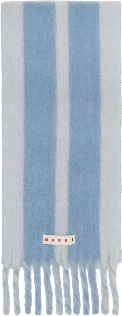 Marni Blue Striped Alpaca Scarf
