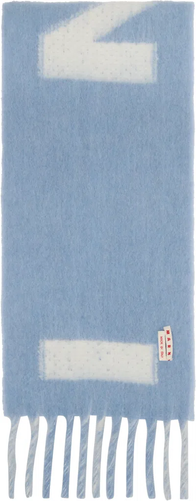 Marni Blue Striped Alpaca Scarf