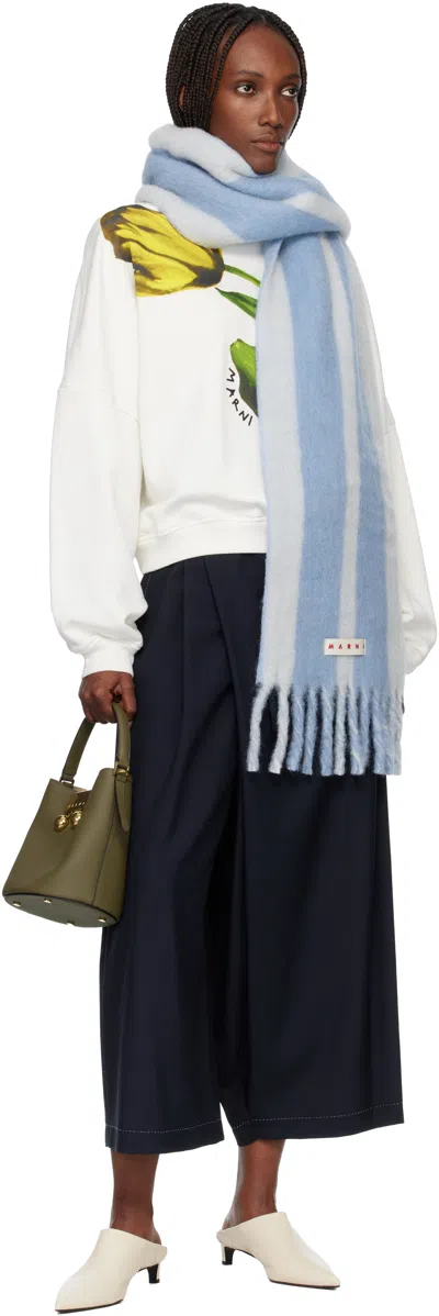 Marni Blue Striped Alpaca Scarf