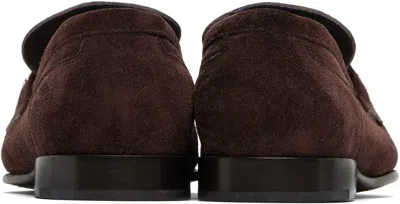Jimmy Choo Ellis Metal-plaque Suede Loafers In Brown