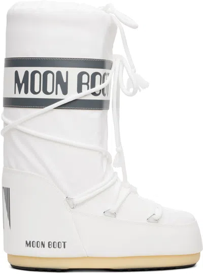 Moon Boot Womens Icon Nylon Knee-high Boots In White