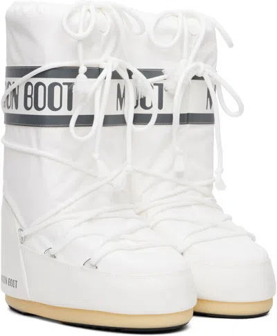 Moon Boot Womens Icon Nylon Knee-high Boots In White