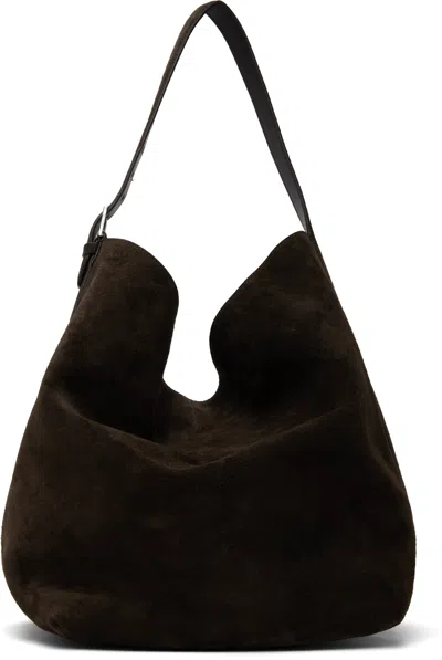 Totême Brown Belted Suede Tote In Brown