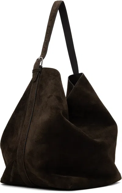 Totême Brown Belted Suede Tote In Brown