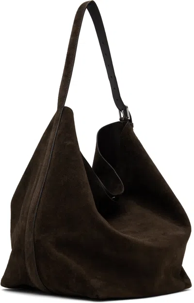 Totême Brown Belted Suede Tote In Brown