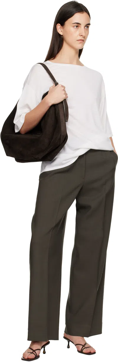 Totême Brown Belted Suede Tote In Brown