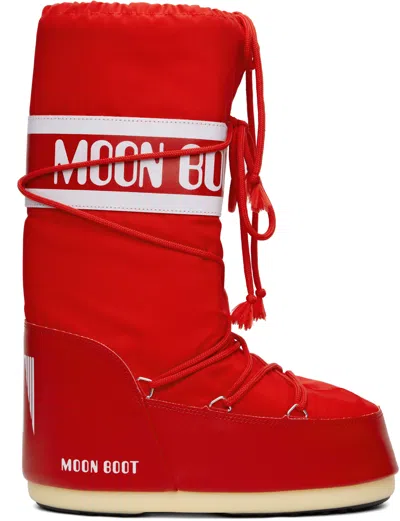 Moon Boot Red Icon Nylon Boots In Red