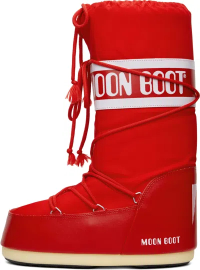 Moon Boot Red Icon Nylon Boots In Red