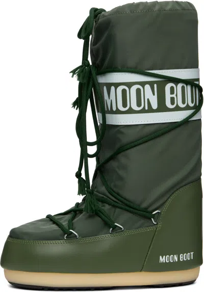 Moon Boot Icon Lace-up Padded Boots In Green