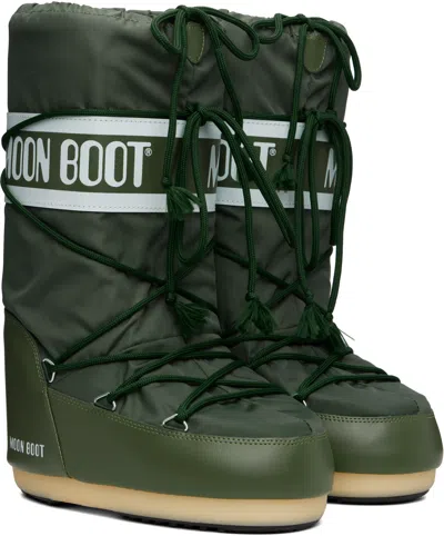 Moon Boot Icon Lace-up Padded Boots In Green