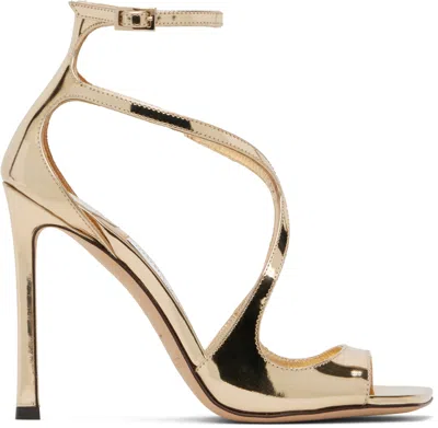 Jimmy Choo Gold Azia 110 Heeled Sandals In Animal Print