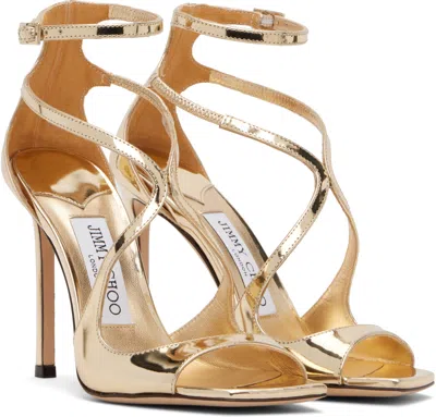 Jimmy Choo Gold Azia 110 Heeled Sandals In Animal Print